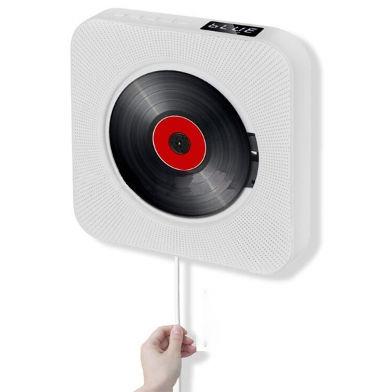 CD Player mit Bluetooth, an der Wand montierbaren eingebauten HiFi-Lautsprechern, Heim-Audio-Lautsprecher mit Fernbedienung FM-R