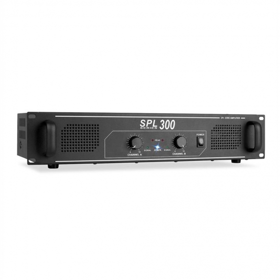 Skytec SPL 300 DJ-PA Audio-Verstärker PA-Endstufe (2x 150W RMS, LED-Licht, 48cm Rack-Einbau geeignet) schwarz