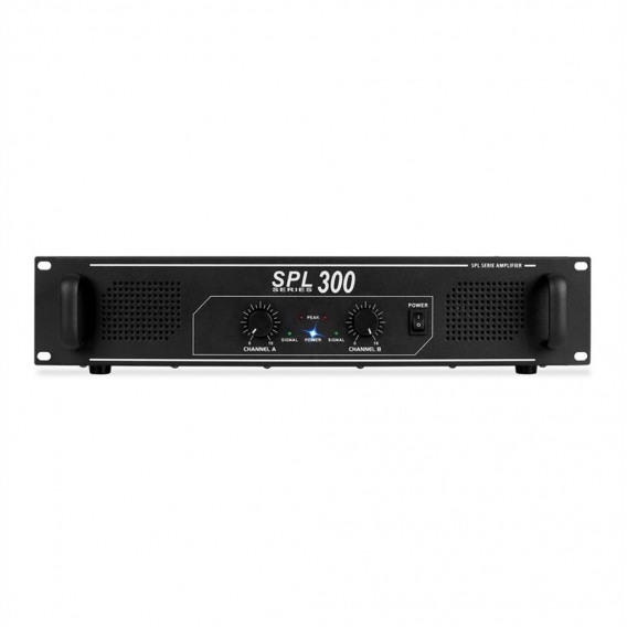 Skytec SPL 300 DJ-PA Audio-Verstärker PA-Endstufe (2x 150W RMS, LED-Licht, 48cm Rack-Einbau geeignet) schwarz