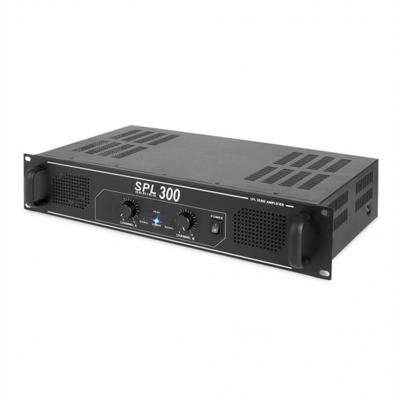 Skytec SPL 300 DJ-PA Audio-Verstärker PA-Endstufe (2x 150W RMS, LED-Licht, 48cm Rack-Einbau geeignet) schwarz