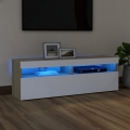 SIRUITON TV-Schrank mit LED-Leuchten Weiß Sonoma-Eiche 120x35x40 cm