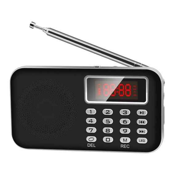 Mini Digital AM FM Radio Lautsprecher AUX MP3 Player USB TF Karte LED Lampe Farbe Schwarz