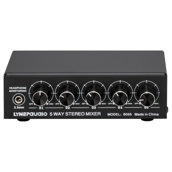 Tragbarer 5-Wege-Stereo-Aktivmischer Audio-Mehrkanal-Mixer mit Kopfhörermonitor