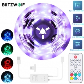 More about BlitzWolf® BW-LT32 2M USB TV Strip Light Kit Synchronisierung mit TV Bildschirmfarbe 3 Seitenabdeckung RGB Farbbeleuchtungseffek