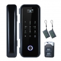 Smart Fingerprint Glass Door Lock 4 Möglichkeiten zum Entsperren der intelligenten Audio-Navigation Fernbedienung Anti-Peep Anti