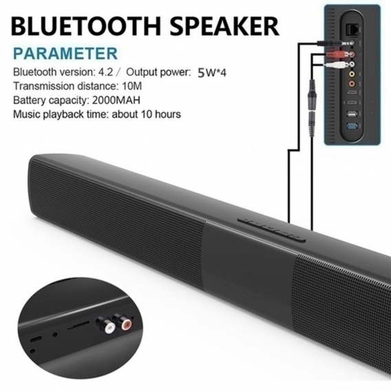 Bluetooth 4.0 Drahtloser 3D-Lautsprecher TV Heimkino Bass Soundbar Subwoofer TV Sound System Heimkino Lautsprecher