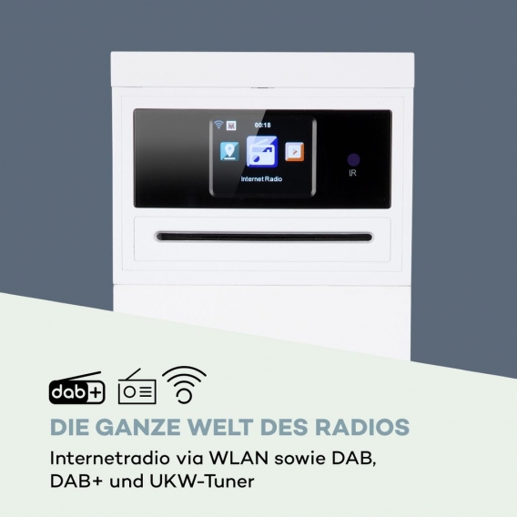 auna Karaboom 100 - 2.1 Lautsprechersystem, Internetradio, DAB, DAB+ und UKW Radio, CD-Player, WiFi Turmlautsprecher, Standlauts