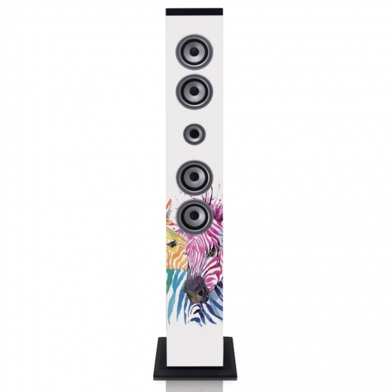 Ices IBT-6 Zebra - Lautsprecherturm mit Bluetooth, FM-Radio, USB- und SD-Karten-Player - Weiß