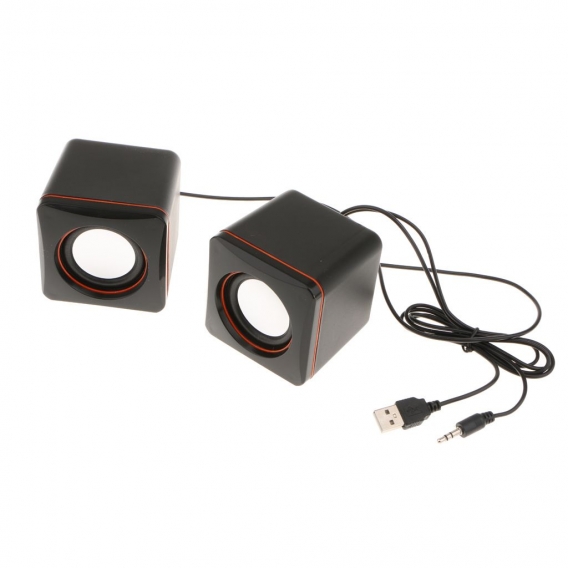 2x Portable Verkabelt Lautsprecher 3.5mm Audio Stereo Speaker + Audiokabel und USB-Kabel