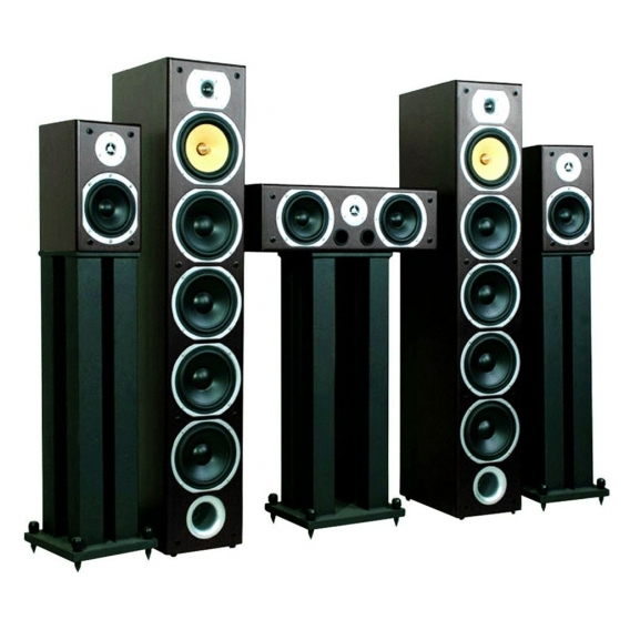 Heimkino Surroundset Standboxen Center Speaker Kinostar Bassreflex Boxen schwarz WJG V9B-BL