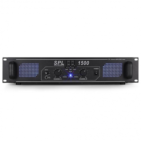 SPL-1500-EQ DJ PA-Verstärker 2-Kanal Endstufe 2 x 750W LED Equalizer