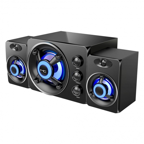 SADA D-208 3-in-1-Heimlautsprecherset Super-Bass-Subwoofer mit buntem LED-Licht 3,5-mm-Kabellautsprecher mit USB-Stromversorgung