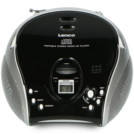 Lenco SCD-24 - tragbarer Radio CD-Player - CD-Radio - UKW Radio - Titel Speicher - 2 x 1,5 Watt RMS - Schwarz