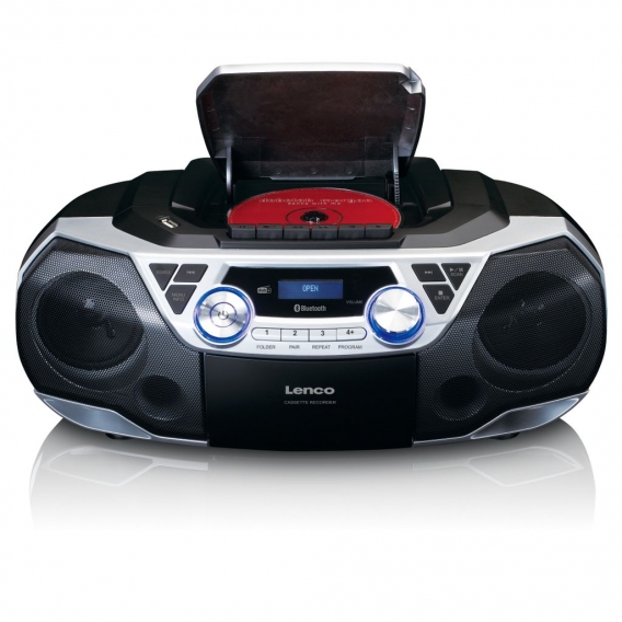 Lenco SCD-720SI - Tragbare XXL Boombox mit DAB+ / FM-Radio, Bluetooth, CD-, USB- und Kasetten-Spieler - Silber