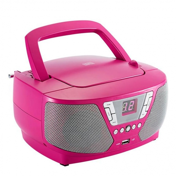 Bigben Interactive CD60RSSTICK Tragbares Kinder Radio, FM, CD-Audio, Portable CD Player, Farbe: Pink