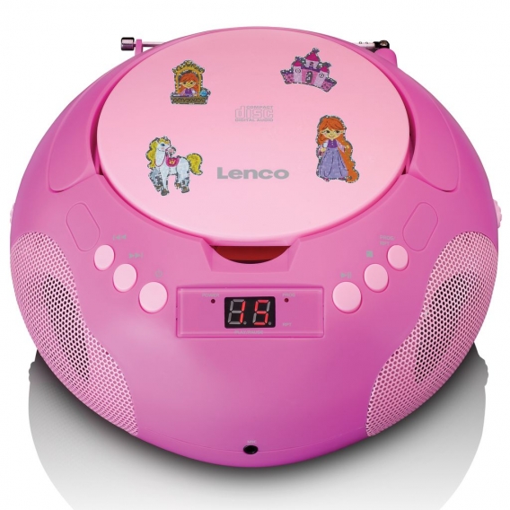 Lenco SCD-620PK - Kinder CD-Player Radio Mikrofon Aux-Eingang Pink