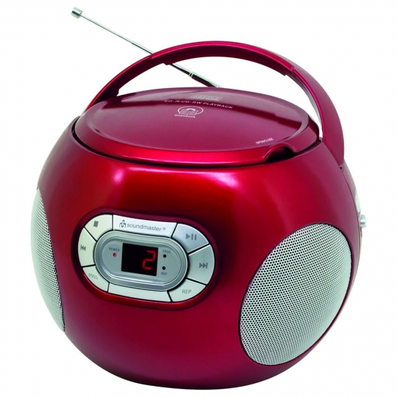 Soundmaster SCD2120 CD-Boombox, UKW/MW, Hörbuchfunktion, AUX-In, versch. Farben Farbe: Rot