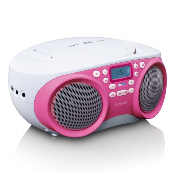 Lenco SCD-301PK - Tragbares FM-Radio CD/MP3/USB-Player - Rosa