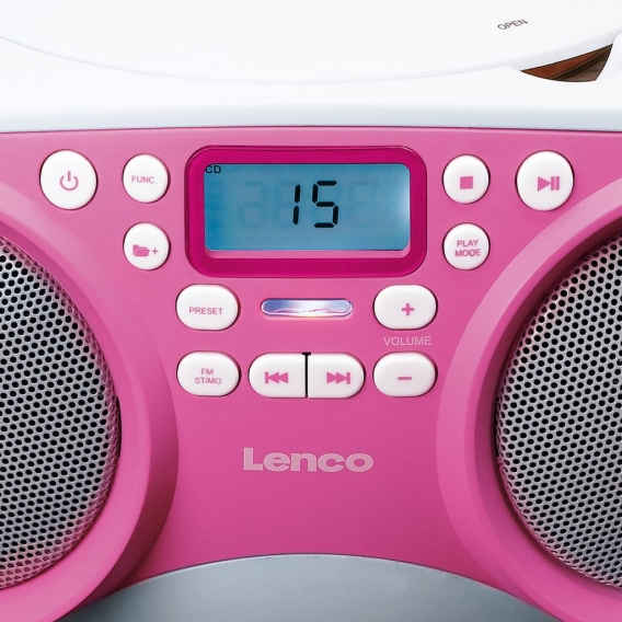 Lenco SCD-301PK - Tragbares FM-Radio CD/MP3/USB-Player - Rosa