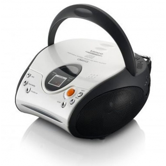 Lenco SCD-24 white - Tragbares FM-Radio mit CD-Player - Kopfhöreranschluß - Weiß