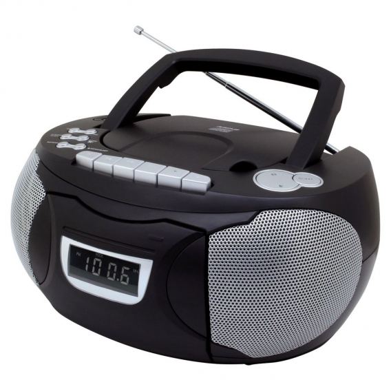 Soundmaster SCD5750 Boombox, CD-Radio, CD-MP3, mit Kassette u. externem Mikrofon Farbe: Schwarz