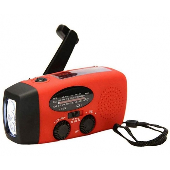 Solarradio, tragbares Kurbelradio, Dynamo-Radio, LED-Taschenlampe mit AM/FM, LED-Leselicht mit Bewegungssensor, SOS-Alarm für No