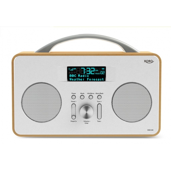 XORO DAB+ Radio DAB240, FM, 4W, LCD, Farbe: Silber/Holz