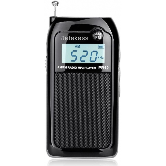 Retekess PR12 Tragbares radio, Digitales Taschenradio, DSP-Einstellung, Ausgezeichneter Empfang, MP3-Player, Akku 500 mAh, zum G