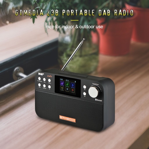 GTmedia Z3B Tragbares DAB-Radio UKW-Radio Digitalradio Bluetooth-Lautsprecher USB-Akku mit zwei Lautsprechern TFT-LCD-Bildschirm