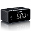 Lenco CR-550BK - Stereo FM-Radiowecker mit USB und drahtlosem QI Smartphone-Ladefunktion - Schwarz