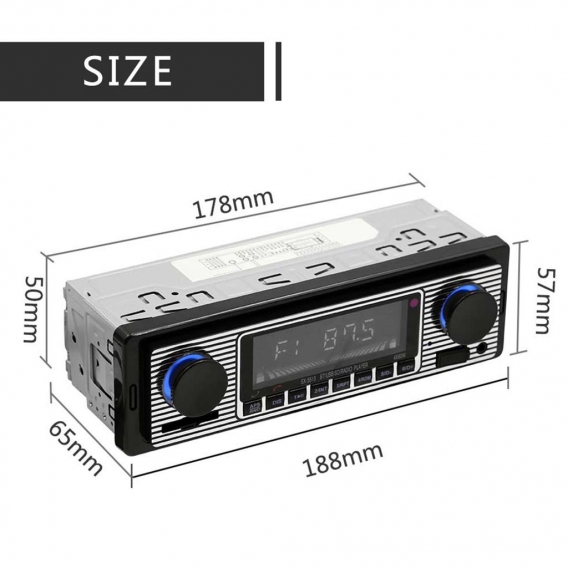 Autoradio MP3-Player UKW-Radio Bluetooth-Lautsprecher AUX IN SD-Karte / U-Platte Musikwiedergabe Silber