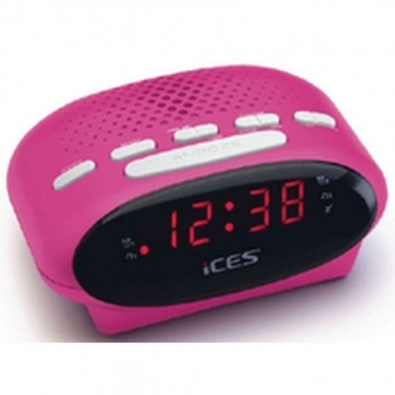 Ices ICR-210, Uhr, FM,PLL, LED, 1,52 cm (0.6 Zoll), Pink, 3 V