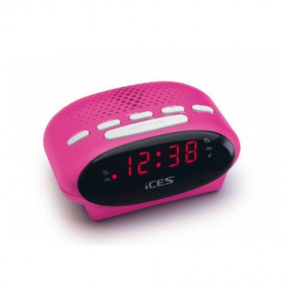 Ices ICR-210, Uhr, FM,PLL, LED, 1,52 cm (0.6 Zoll), Pink, 3 V