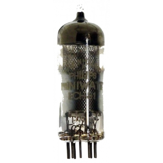 ECH81 Triode-Heptode, Mesh-Gitter. Eine Radioröhre von Philips Miniwatt. ID16464