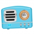 Drahtloser Bluetooth Holzlautsprecher Stereo Portable Radio Bass Super Retro Farbe Blau