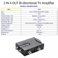KKmoon Bidirektionaler TV-Verstaerker 2 Eingaenge TV-Antennen-Signalverstaerker mit 4 Ausgaengen Rauscharmer TV-Signal-Splitter 