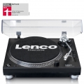 Lenco L-3809BK - Plattenspieler mit Direktantrieb - Pitch Control - USB/PC-Encoding - schwarz