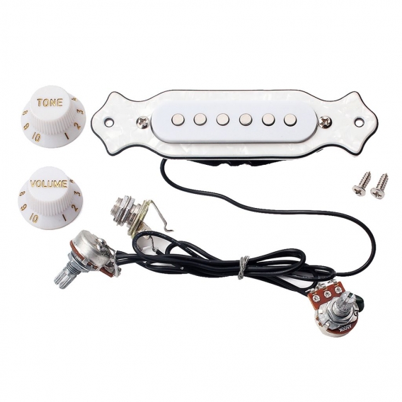 Elektrische Akustikgitarre Soundhole Magnetic Pickup mit Volume \\u0026 Tone White Farbe Weiß