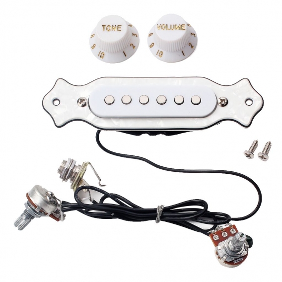 Elektrische Akustikgitarre Soundhole Magnetic Pickup mit Volume \\u0026 Tone White Farbe Weiß