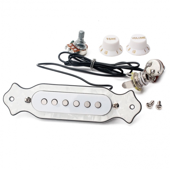 Elektrische Akustikgitarre Soundhole Magnetic Pickup mit Volume \\u0026 Tone White Farbe Weiß