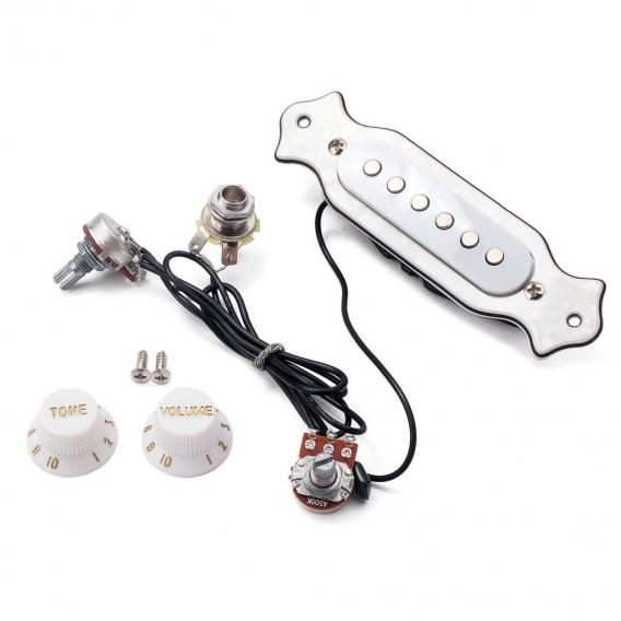 Elektrische Akustikgitarre Soundhole Magnetic Pickup mit Volume \\u0026 Tone White Farbe Weiß