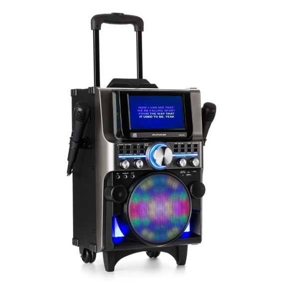 auna Pro DisGo Box 360 - Party Karaokeanlage, Karaoke-Player, 350 Watt max. 2 x Mikrofon, HDMI, Bluetooth, USB, Tablet-Halterung