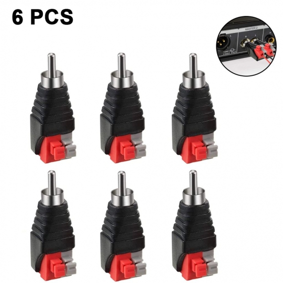 6pcs RCA zu Lautsprecher Kabel Adapter Subwoofer Lautsprecher Phono RCA Stecker auf Schraubanschluss Video Audio Federpresse Typ