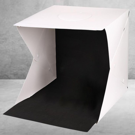 Klappbare beleuchtung softbox mit led-leuchten 2 backdrops für produkt anzeige Größe S.