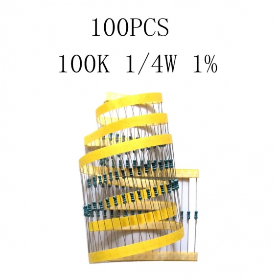 100 Stück Widerstandsmetallfolie 1 / 4W 0,25W 1% 100KΩ Ohm Gelb