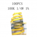 100 Stück Widerstandsmetallfolie 1 / 4W 0,25W 1% 100KΩ Ohm Gelb