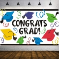 200x115cm Graduation Backdrop Congrats Grad Caps Background Party Porch Banner 5＃ 150g