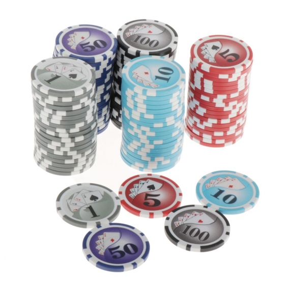 100 Stück Texas Hold\'em Casino Poker Chips 13,5 G 1 5 10 50 100 Größe 1 5 10 50 100