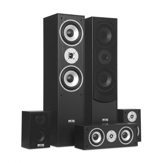 auna Surround - Lautsprecher Boxen Set, Surround Sound-System, Heimkinosystem, Bassreflex-Chassis, 335 Watt RMS-Leistung, Wandmo