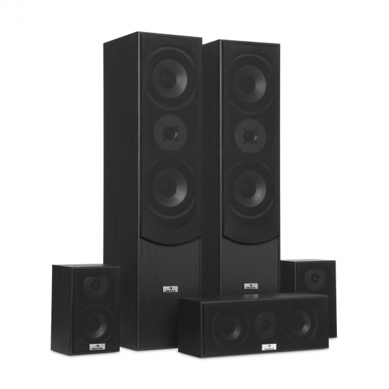 auna Surround - Lautsprecher Boxen Set, Surround Sound-System, Heimkinosystem, Bassreflex-Chassis, 335 Watt RMS-Leistung, Wandmo